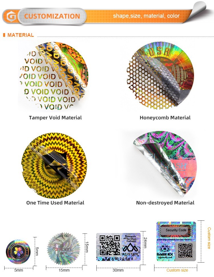 Custom sticker hologram gold manufacturers for electronics