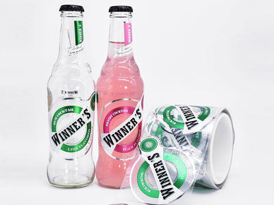 Transparent clear beverage bottle label sticker