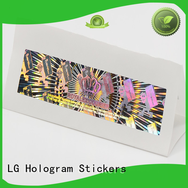 customized thickness rectangle custom shape hologram sticker LG Printing Brand company