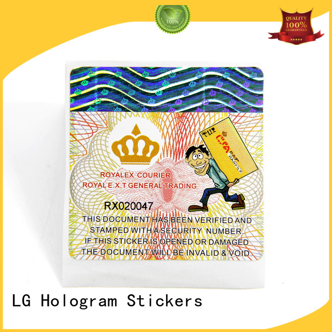 LG Printing hologram sticker manufacturers company for bag